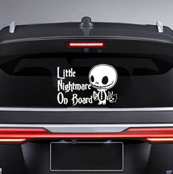 Vinyl Car Truck Window Decal ✦ Little Nightmare On Board White Sticker 8x5 NWT - Picture 1 of 10